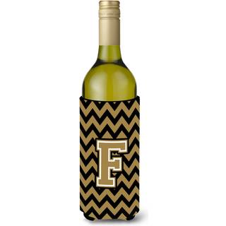 Brev F Chevron Black and Gold Wine Bottle Beverage Isulator Hugger CJ1050-Flitch