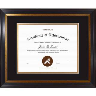 Golden State Art 11x14 Black Gold & Bourgogne farvedokumentramme til 8x10 Diplom/certifikat/billede inkluderer dobbeltm?tte og ?gte glas (sort ov