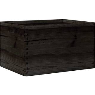 Trækasse Massivt Træ Fyrretræ Sort - med håndtag / 40 x 30 x 23 cm