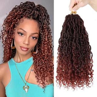 14 tommer Goddess Locs h?klet h?r forl?kket 8 pakker Boho Faux Locs h?klede fletninger til sorte kvinder Soft River Locs h?klet h?r med kr?llede