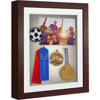 AmericanFlat 10x12 Shadow Box Frame med knust -resistent glas - Brug som 8x10 ramme med Mat eller 10x12 ramme uden mat - silhuetopsamling - mahog