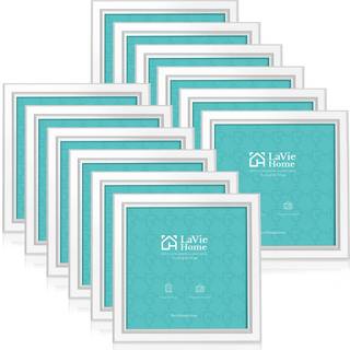Lavie Home 5x5 Billedrammer (12 Pack White) Enkel designet fotoramme med High Definition Glass til vægmontering og bordplade -display -sæt med 12