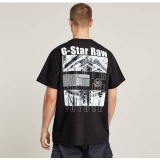 Barcode Back Graphic Loose T-Shirt - Black - Men