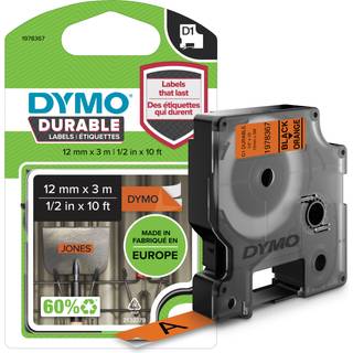 DYMO Tape D1 Extra Strong 12 mm x 3 m black / orange