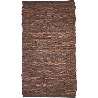 Læder Gulvtæppe - Firkantet - Valnød 70 x 140 cm.