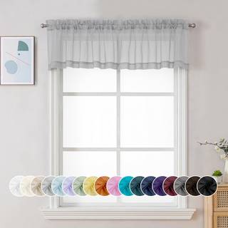 Chyhomenyc Sheer Light Gray Valances til Windows 2 Pack Small Window Curtains til stue Badeværelse Cafe Vaskeri Kælder Modern Top Dual Rod Pocket