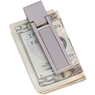 Bey-Berk BB138 Sølvbelagt hængslet penge klip grå