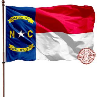 North Carolina State Flag 3x5 Dobbeltsidet- 3Ply 240d 4 Rækker syet- North Carolina Republik flag- UV fade resistent med lærredshoved og 2 messin