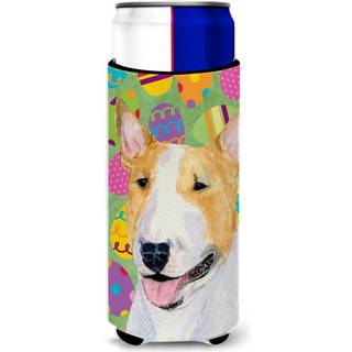 Caroline's Treasures SS4841Muk Bull Terrier Easter Eggtravaganza Ultra Hugger til slanke d?ser kan k?ligere ?rme Hugger Machine Washable Drink Sl