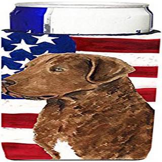 Caroline's Treasures SS4016MUK USA American Flag med kr?llet coated retriever Ultra Hugger til slanke d?ser kan k?ligere ?rme Hugger Machine Wast