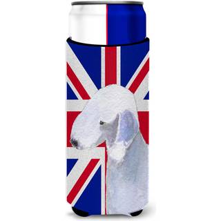 Caroline's Treasures SS4925MUK Bedlington Terrier med den engelske Union Jack British Flag Ultra Hugger For Slim Cans Can Cooler Sleeve Hugger Ma