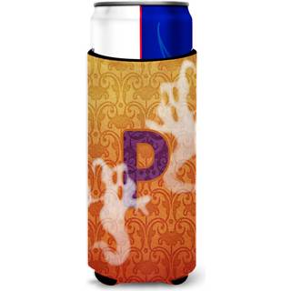 Caroline's Treasures CJ1040-PMUK Halloween Ghost Letter Ultra Hugger til slanke dåser kan køligere ærme Hugger Machine vaskbar drik Ælder Hugger