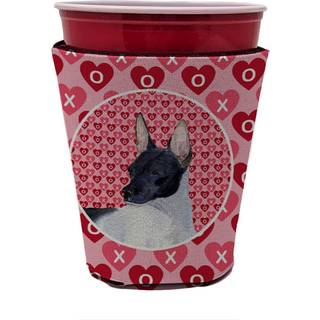Caroline's Treasures SS4480RSC Rat Terrier Hearts Love and Valentine's Day Red Cup Hugger Cup Cooler Sleeve Hugger Machine Washable Drink Sleeve