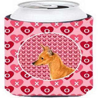 Caroline's Treasures SS4466CC Min Pin Hearts Love and Valentine's Day Portrait Can eller flaske Hugger K?ler Vaskbar Drink Sleeve Sammenfoldelig