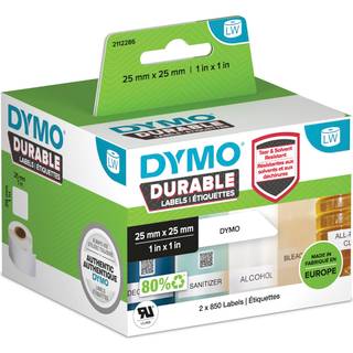 DYMO LabelWriter Durable multifunktionelle etiketter | 25mm x 25mm | 2 ruller x 850 stk