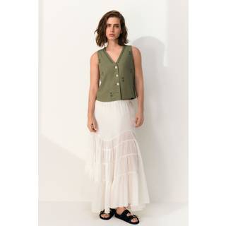 Next White Boho Tiered Midi Skirt