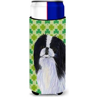 Caroline's Treasures SS4398MUK Japansk Chin St. Patrick's Day Shamrock Portrait Ultra Hugger For Slim Cans Can Cooler Sleeve Hugger Machine Washi