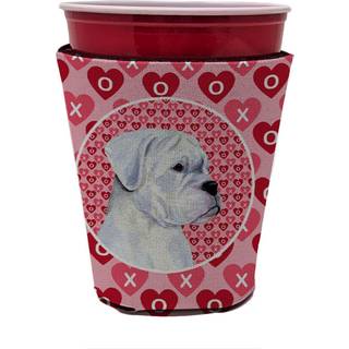 Caroline's Treasures SS4509RSC Boxer Hearts Love and Valentine's Day Red Cup Hugger Cup Cooler Sleeve Hugger Machine Washable Drink Sleeve Hugger