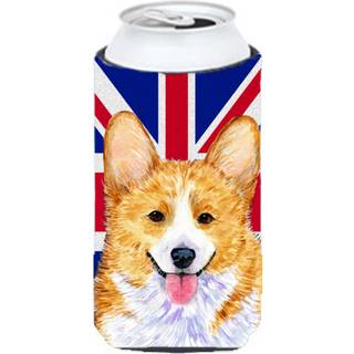 Corgi med engelsk union Jack British Flag Tall Boy Beverage Isulator Hugger SS4928TBC