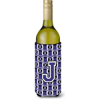 Brev J Fodbold Purple og White Wine Fottle Beverage Isulator Hugger CJ1068-Jliterk