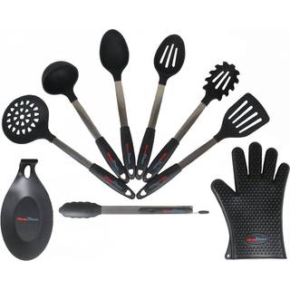 Grundl?ggende om silikone Ultimate 9 -stykke sort rustfrit st?l & silikone k?kkenredskabss?t - Modtagelse af premium kvalitet til madlavning