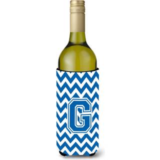 Brev G Chevron Blue and White Wine Bottle Beverage Isulator Hugger CJ1056-Literk