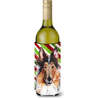 Collie Candy Cane Christmas Wine Bottle Beverage Isulator Hugger SC9790Literk