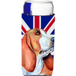 Basset Hound med den engelske union Jack British Flag Ultra Beverage Isulators til slanke dåser LH9484MUK