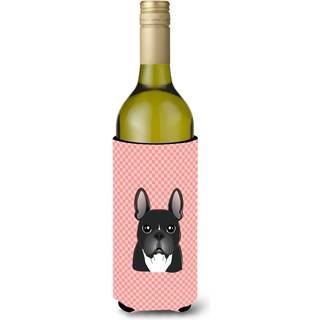 Checkerboard Pink French Bulldog Wine Bottle Beverage Isulator Hugger BB1227Literk