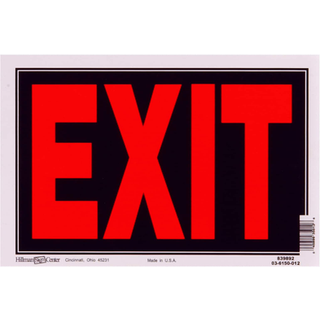 5028411 Exit Sign BLK 8x12 """" """" Hillman Engelsk sort udgangsskilt 8 in. H x 12 in. W (pakke af 6)