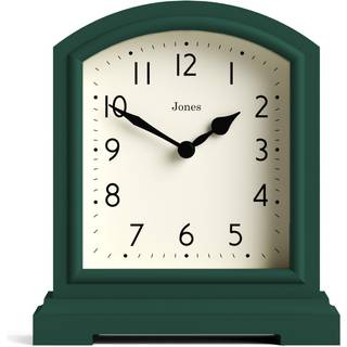 Jones Clocks Tavern Mantel Clock | Moderne Arch Top Design | Mørkegrøn | Moderne klassisk stil til skrivebordsbordhylde eller sengeplads