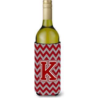 Brev K Chevron Maroon og White Wine Bottle Beverage Isulator Hugger CJ1049-Kliterk