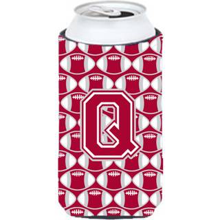 """" Brev Q Football Crimson Gray and White Tall Boy Beverage Isulator Hugger CJ1065-QTBC """"