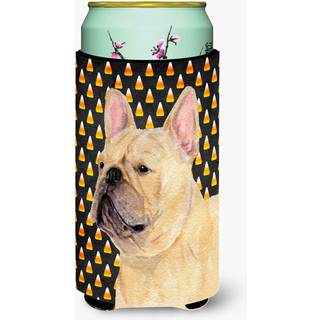 Fransk Bulldog Candy Corn Halloween Portr?t H?j dreng Drik Isolator Drik Isolator Hugger