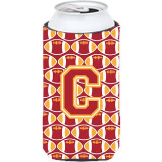 Brev C Fodbold Kardinal og guld Tall Boy Beverage Isulator Hugger CJ1070-CTBC