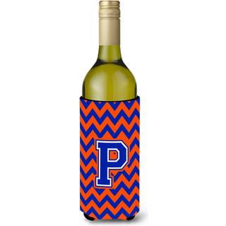 Letter P Chevron Orange og Blue Wine Bottle Beverage Isulator Hugger CJ1044-Pliterk