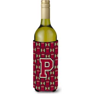 Letter P Fodbold Garnet og guldvinflaske Drikisolator Hugger CJ1078-Pliterk