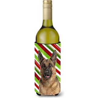 Candy Cane Holiday Christmas German Shepherd Wine Bottle Beverage Isulator Hugger KJ1173Literk
