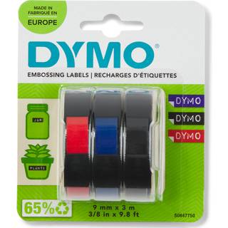 3 x 3D tape Rød/sort/blå til Dymo/Omega/Junior prægemaskine - DYMO -