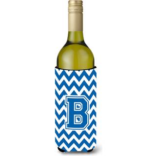 Brev B Chevron Blue and White Wine Bottle Beverage Isulator Hugger CJ1056-Blitterk