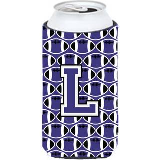 Brev L Fodbold Purple og White Tall Boy Beverage Isulator Hugger CJ1068-LTBC