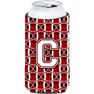 Brev C Fodbold Kardinal og hvid høj dreng drikke isolator Hugger CJ1082-CTBC