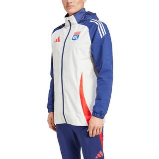 Olympique Lyonnais Tiro 24 All-Weather Jacket - White Tint / Midnight Indigo / Bright Red