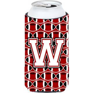 Brev W-fodboldkardinal og hvid høj dreng drikkevareisolator Hugger CJ1082-WTBC