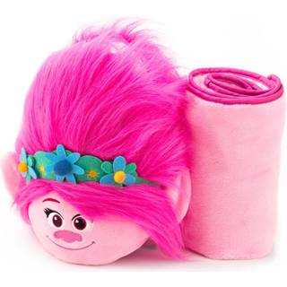 Trolls Armlest Buddy udstoppet plys, der rejser legetøj med tæppe 13 - Kids Ultimate Travel Pillow Companion Set (Queen Poppy)