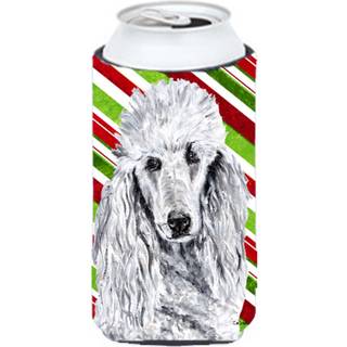 Hvid standard Poodle Candy Cane Christmas Tall Boy Beverage Isulator Hugger SC9799TBC