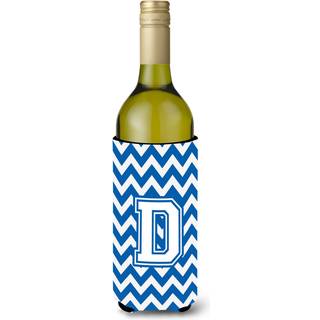 Brev D Chevron Blue and White Wine Bottle Beverage Isulator Hugger CJ1045-Dliterk
