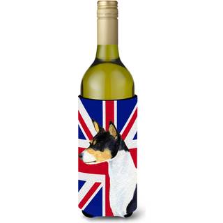 Basenji med engelsk union Jack British Flag Wine Bottle Beverage Isulator Hugger SS4956Literk