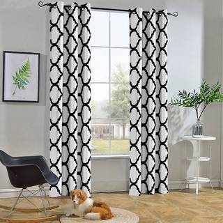 Melodieux marokkansk moderum mørkere blackout Grommet gardin til stue/soveværelse 42 x 84 tommer fra hvidt/sort (1 panel)