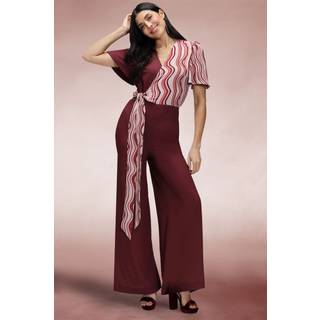 Hot Squash Hot Squash Red Overwrap Print Jumpsuit